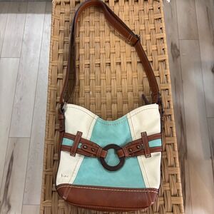 Boc Brown Aqua Cream Colorblock Faux Leather Crossbody Shoulder Bag Purse‎ Boho